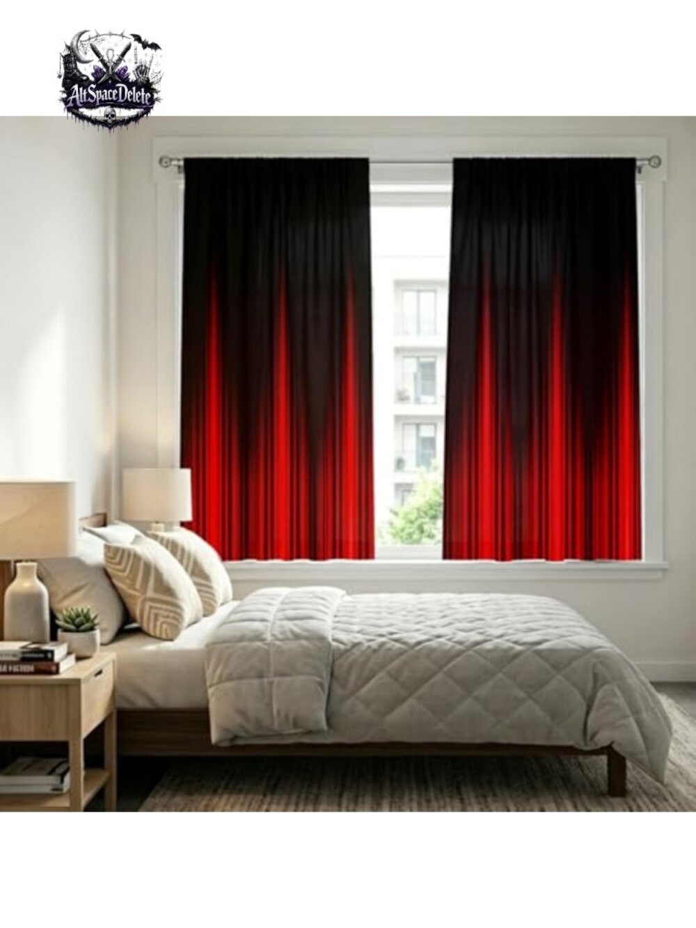 Coxila Ombre Curtains 2 Panels Rod Pocket Drapes Gothic Room Decor 42x63